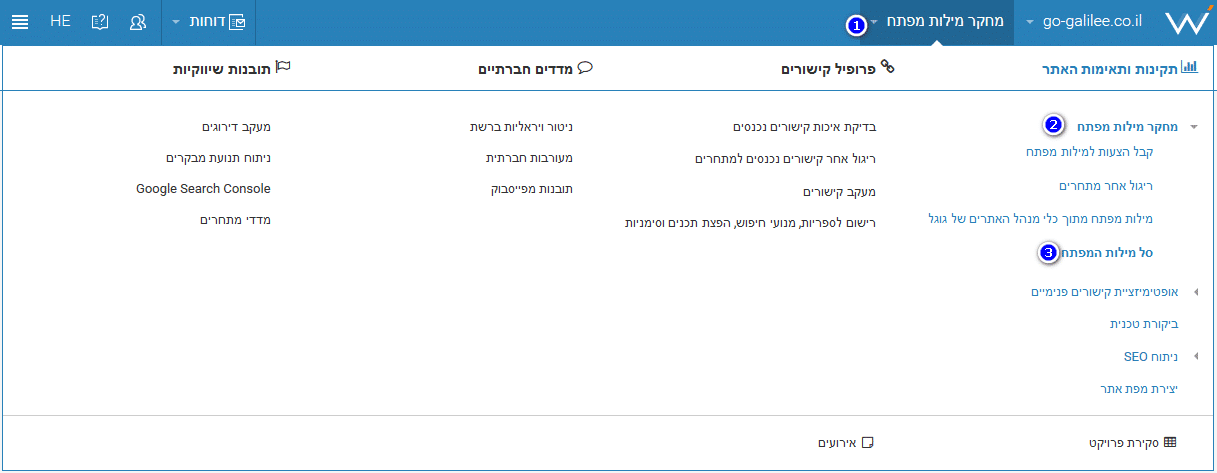 בחירה בכלי מילות המפתח